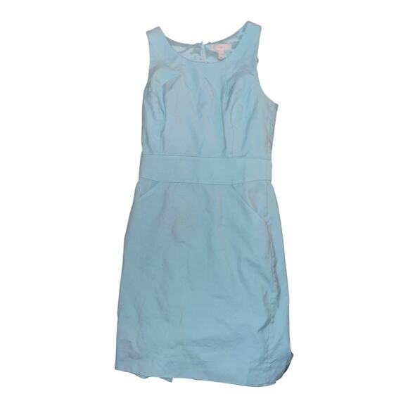 J Crew Womens Light Blue Sleeveless Shift Dress Zippered Size 4 - Picture 2 of 3